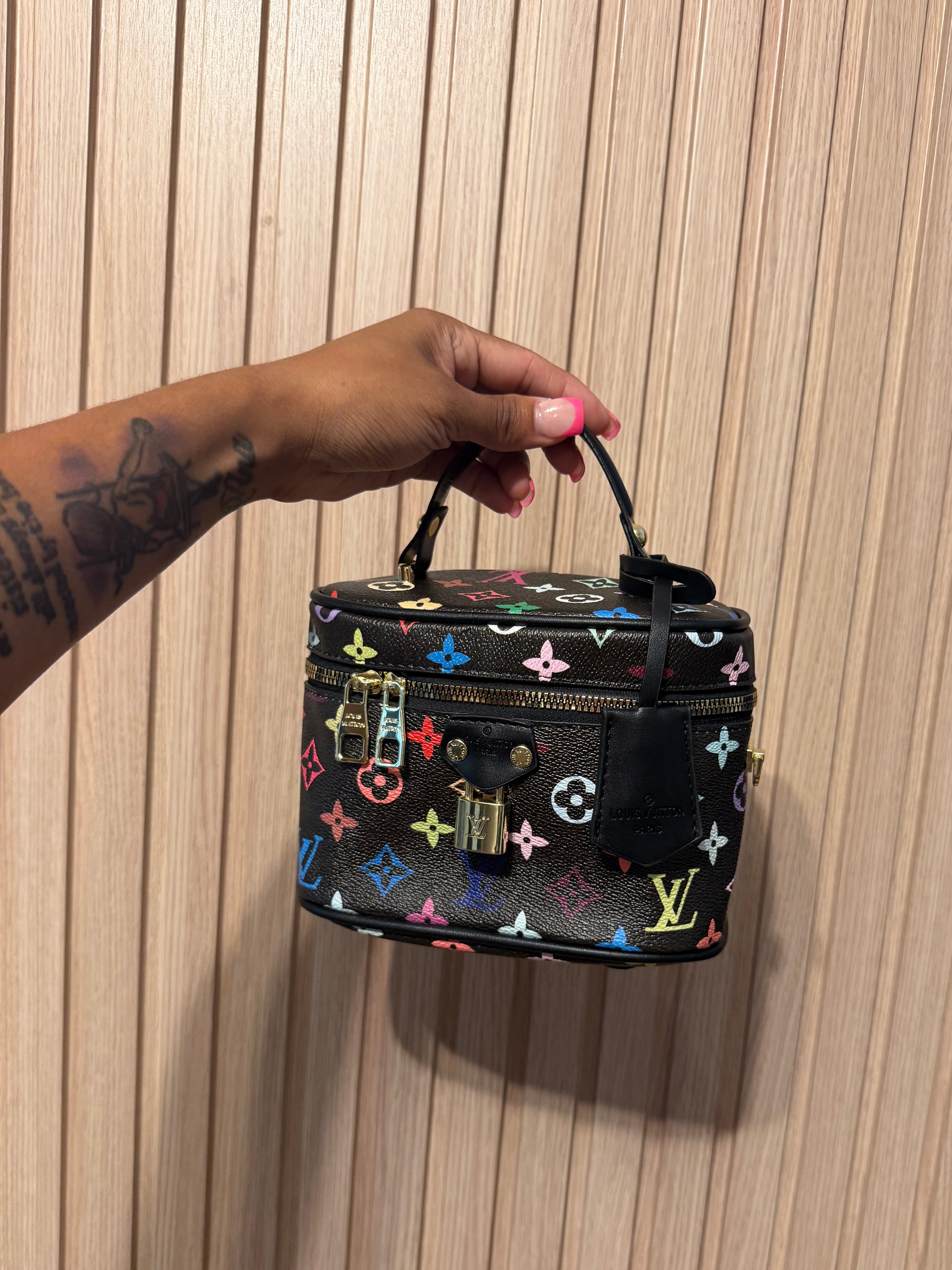 Black Multicolor Vanity with Twilly & Strap